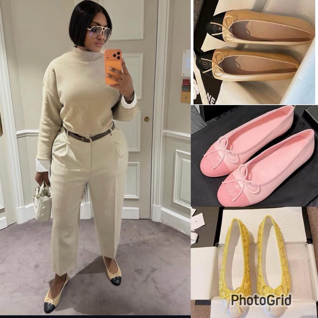 Chanel Lambskin CC Cap Toe Ballerina Flats - Image 2